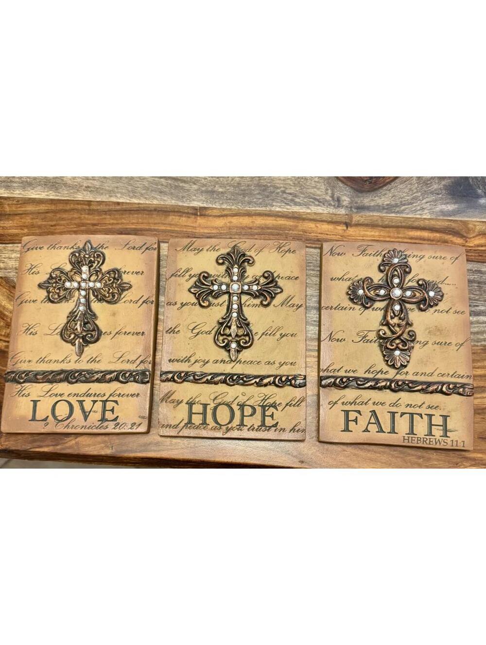 3 hanging plaques
